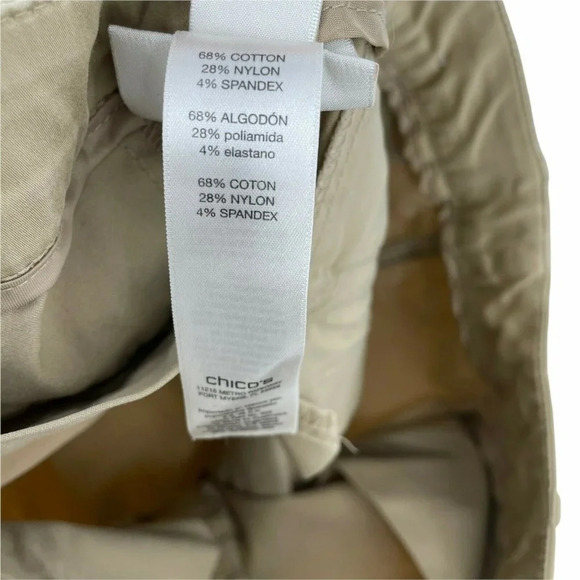 Chico's Pants Women's 1 Brown Cream Ankle Utility Slim High Rise Roll Tab Hem - Picture 9 of 9